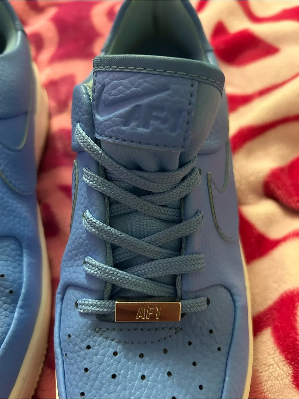 Nike Air Force 1 Low in Light Blue with Silver Lace Jewel